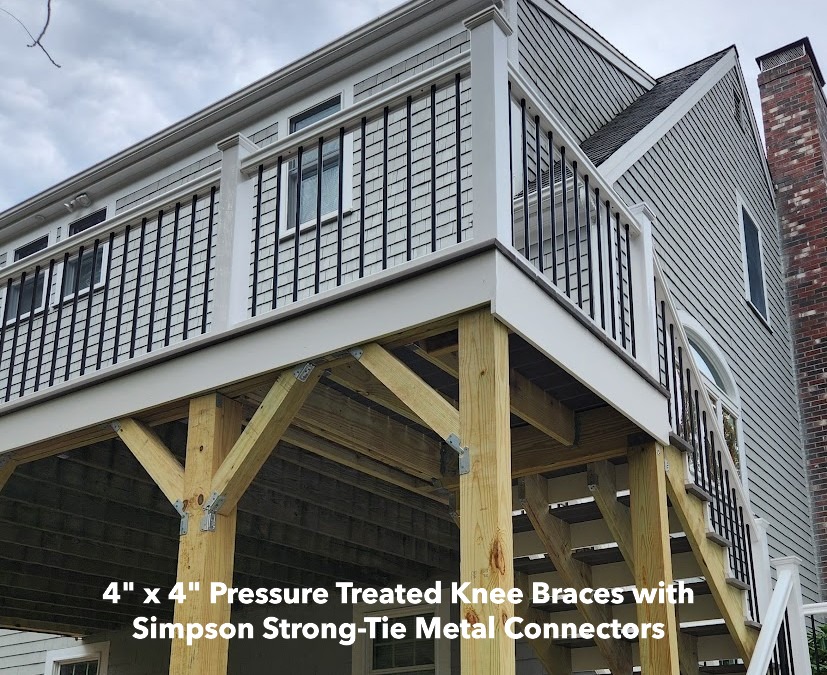 Deck with pressure treated knee braces and Simpson Strong-Tie connectors